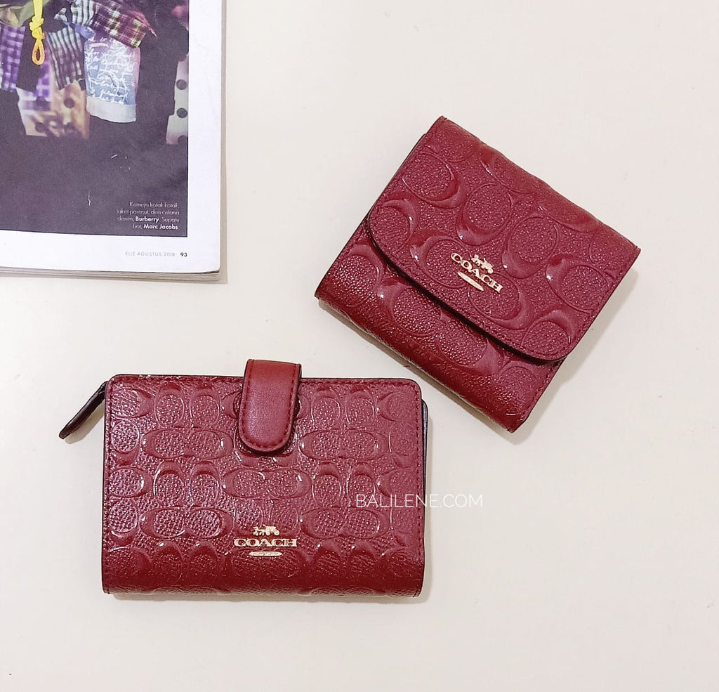 Coach F88907 Small Wallet Signature Debossed Cherry