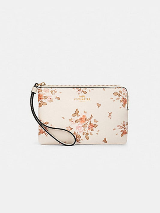 Coach 91781 Rose Bouqt Corner Zip Chalk Multi