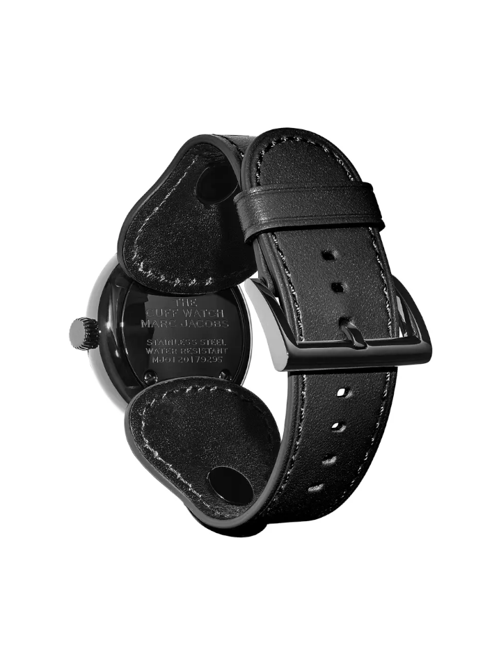 gambar-belakang-Marc-Jacobs-The-Cuff-Quartz-Leather-Strap-Watch-In-Black
