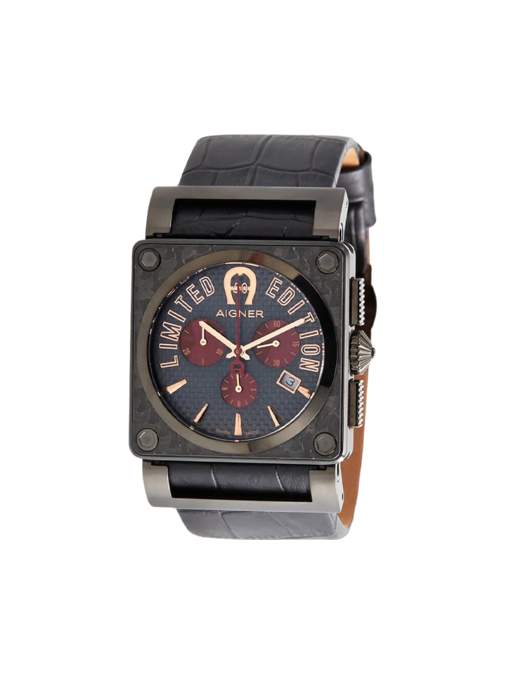 gambar-depan-Aigner-A24153-Limited-Edition-Black-Leather-Strap-Watch