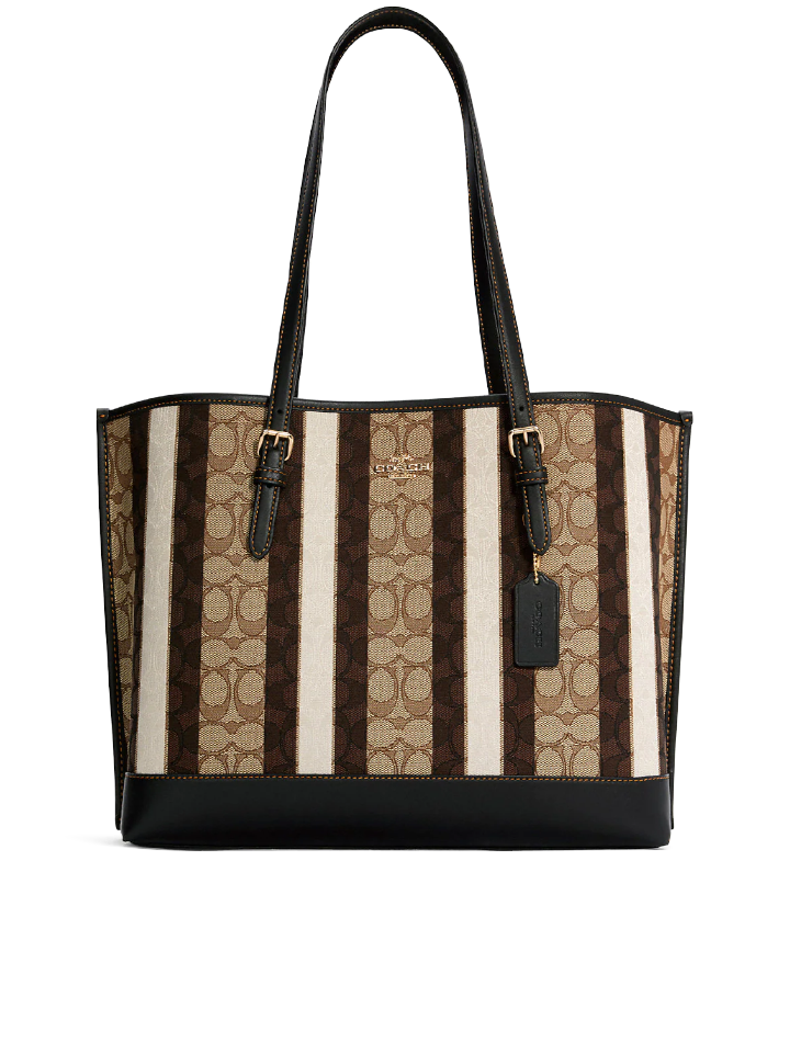 gambar-depan-Coach-Mollie-Tote-In-Signature-Jacquard-With-Stripes-Khaki-Black-Multi