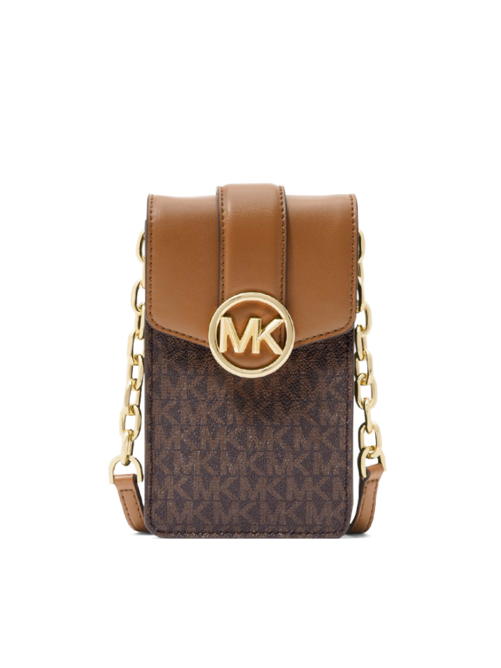 gambar-depan-Michael-Kors-35S2GNMC5B-Carmen-Small-Logo-Smartphone-Crossbody-Bag-Brown