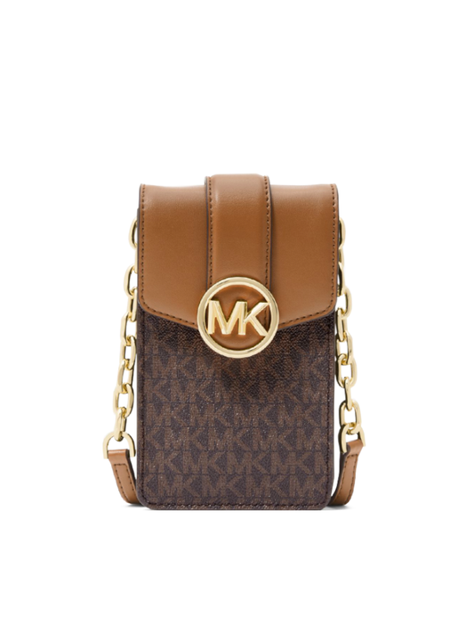gambar-depan-Michael-Kors-35S2GNMC5B-Carmen-Small-Logo-Smartphone-Crossbody-Bag-Brown