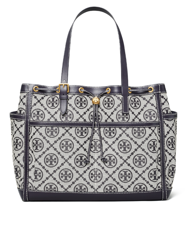 gambar-depan-Tory-Burch-T-Monogram-Jacquard-Tote-Navy