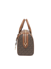 gambar-samping-Michael-Kors-Travel-Extra-Small-Logo-And-Faux-Leather-Duffle-Crossbody-Bag-Brown