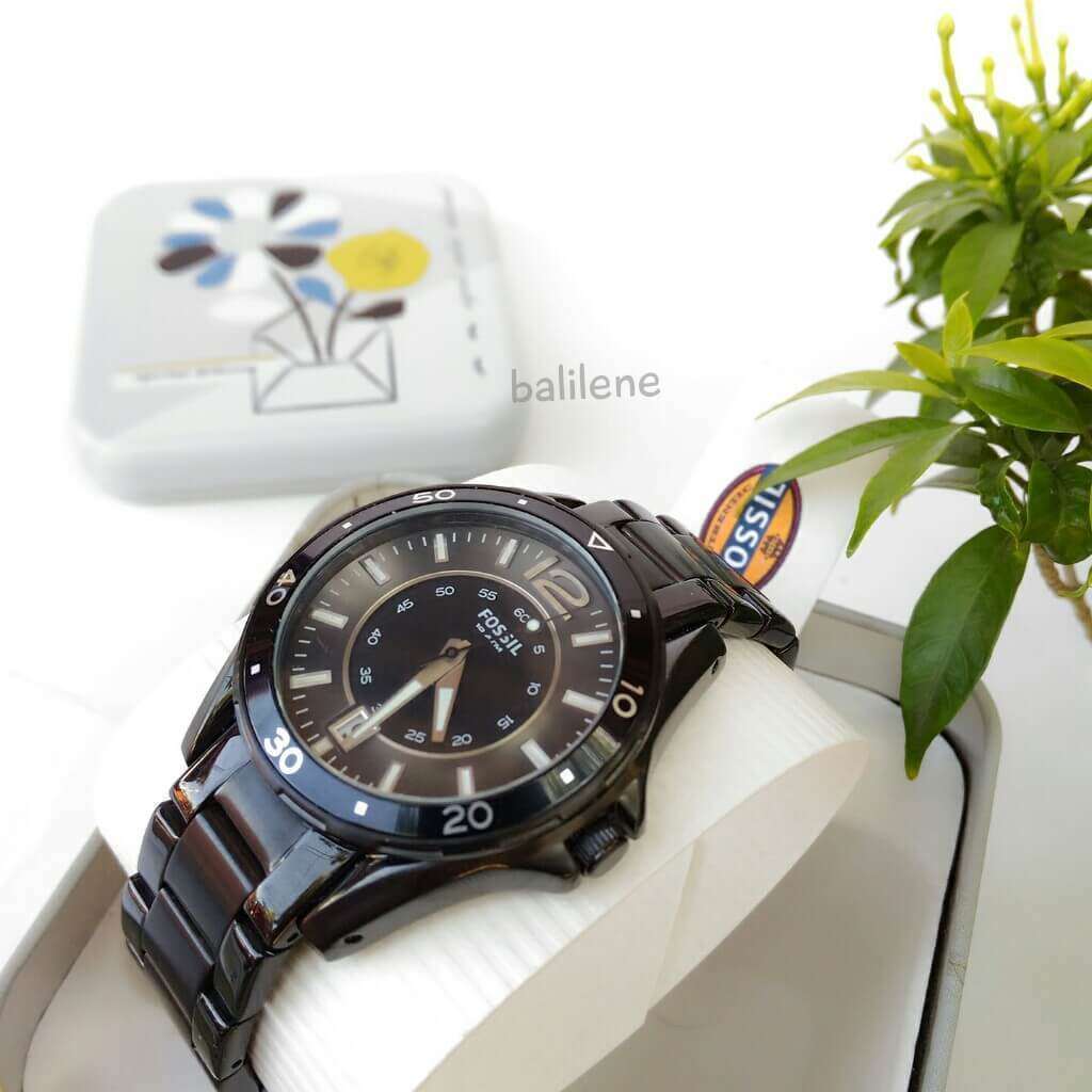 jam-Am4302-Fossil Black Ion Platedtainless Steel Watch-Balilene