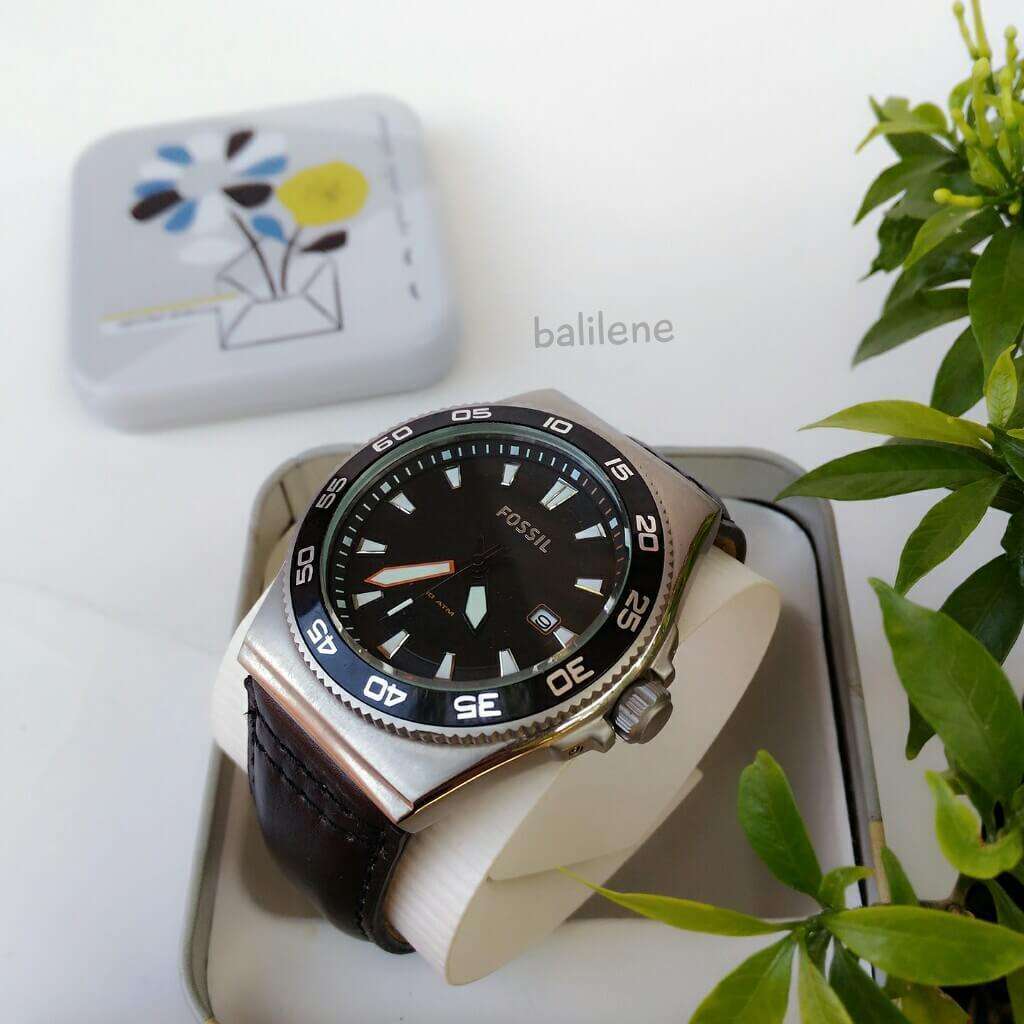 jam-Am4341-Fossil Sport Black Leather Strap-Balilene