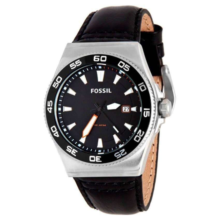 jam-Am4341-Fossil Sport Black Leather Strap-Balilene
