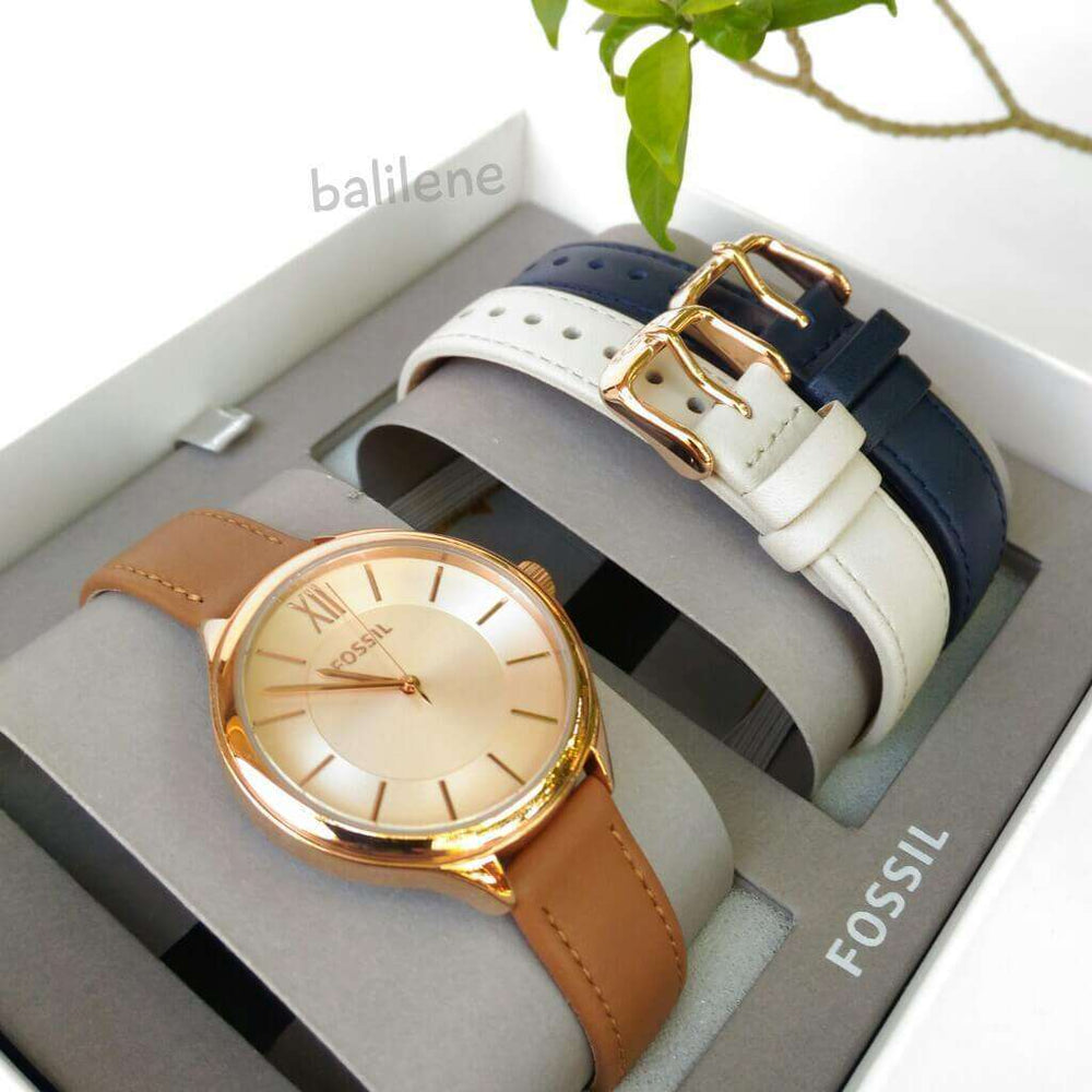 jam-Bq3152set-Fossil Suitor Three Hand Interchangeable Strap Gift Set-Balilene