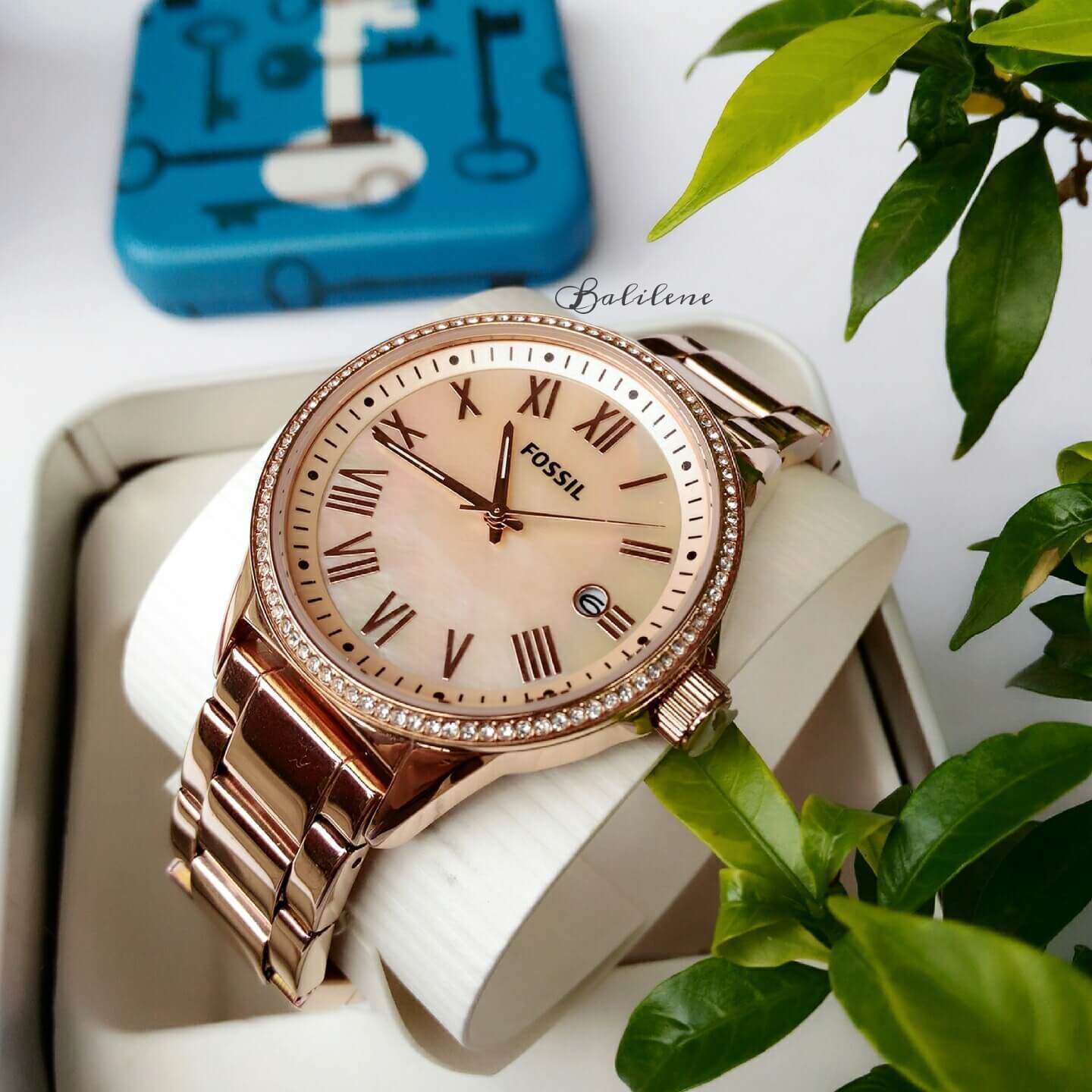 jam-Bq3210-Fossil Blythe Three-hand Rose Gold-tone-Balilene