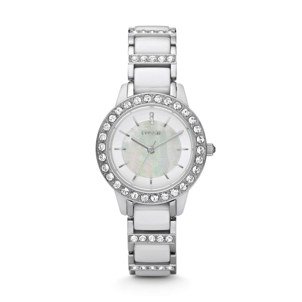 jam-Ce1017-Fossil Jesse Ceramic White Watch-Balilene
