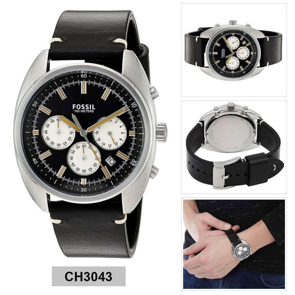 jam-Ch3043-Fossil Drifter Chronograph Black Dial-Balilene