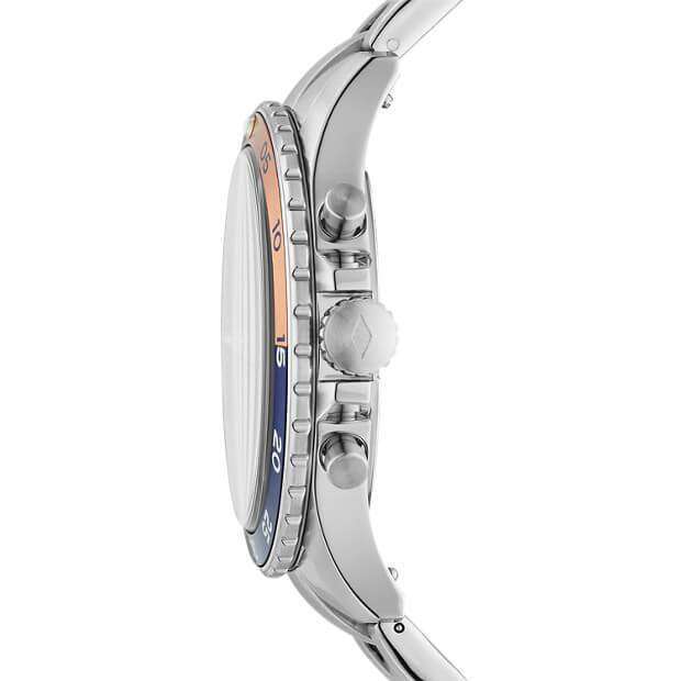 jam-Ch3059-Fossil Crewmaster Sport Chronograph Silver Blue Watch-Balilene