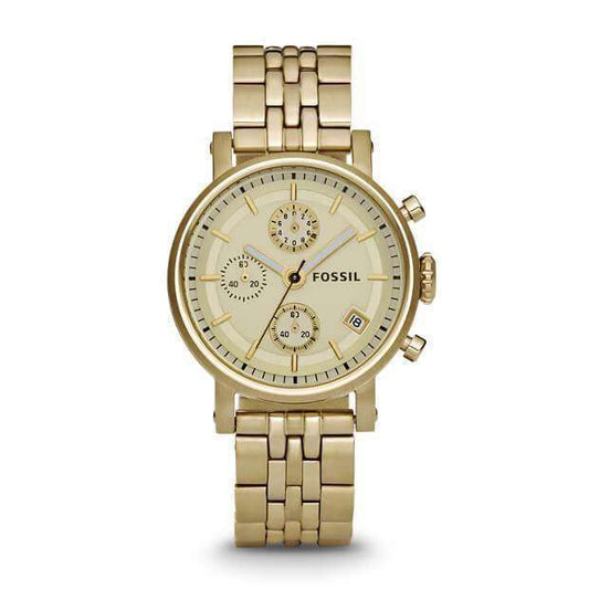 jam-ES2197-Fossil Original Boyfriend Chronograph Gold-Tone-Balilene