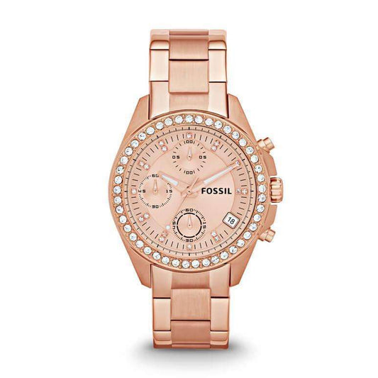 jam-ES3352-Fossil Decker Chronograph Rose Gold-Balilene