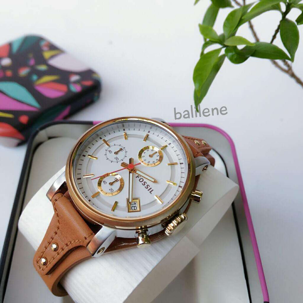 jam-Es3615-Fossil Boyfriend Chronograph Tan Leather-Balilene