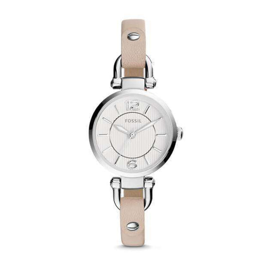jam-Es3808-Fossil Georgia Mini White Leather Watch-Balilene