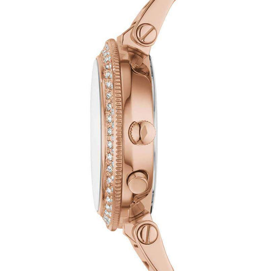 jam-Es3851-Fossil Urban Traveler Silver Rose Gold-tone Watch-Balilene