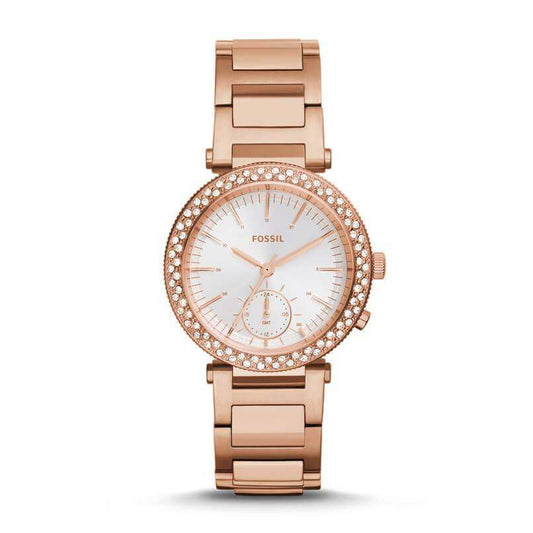 jam-Es3851-Fossil Urban Traveler Silver Rose Gold-tone Watch-Balilene