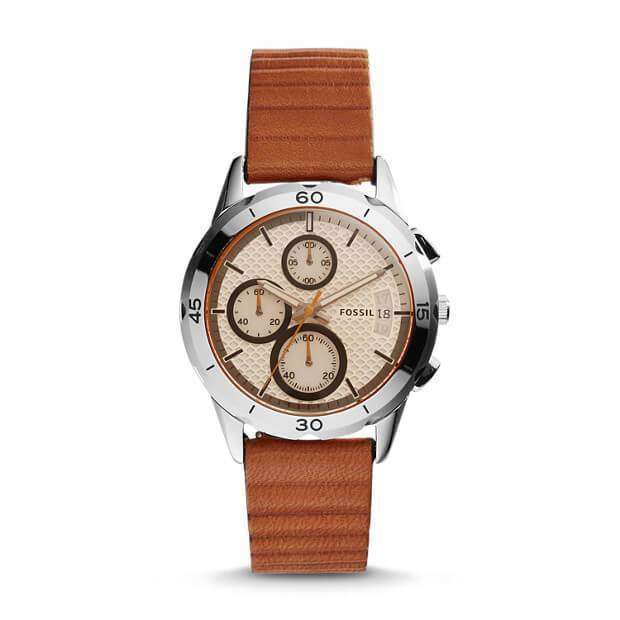 jam-Es4043-Fossil Modern Pursuit Chronograph Dark Brown Leather-Balilene