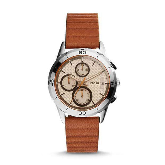 jam-Es4043-Fossil Modern Pursuit Chronograph Dark Brown Leather-Balilene