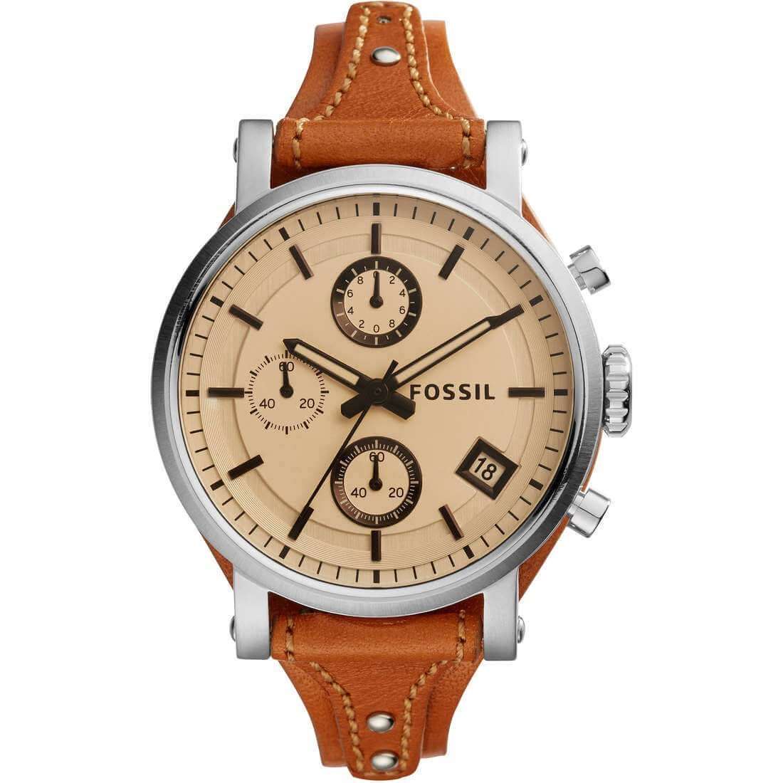 jam-ES4046-Fossil Boyfriend Sport Chronograph Brown Leather-Balilene