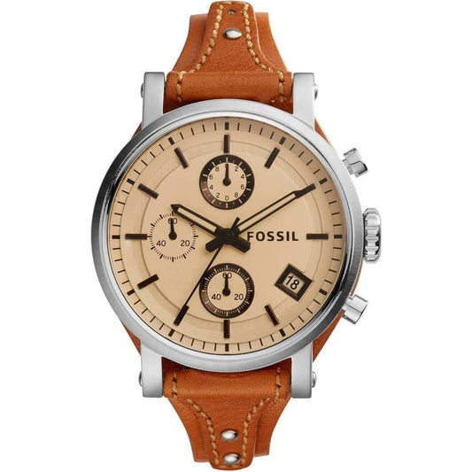jam-ES4046-Fossil Boyfriend Sport Chronograph Brown Leather-Balilene