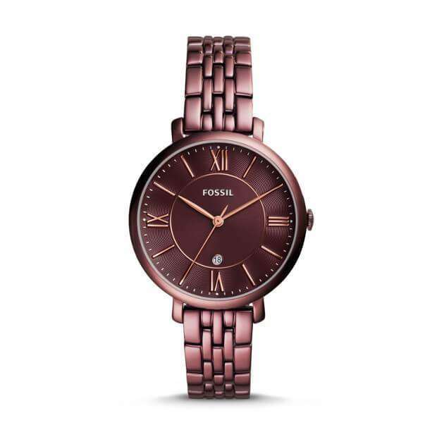 jam-ES4100-Fossil Jacqueline Wine Dial Ladies Casual Watch-Balilene