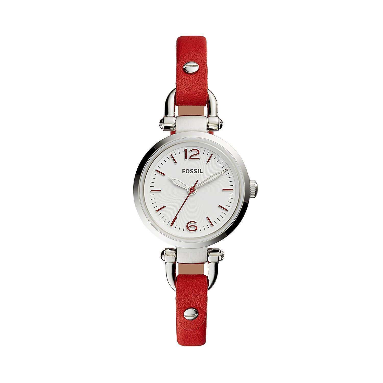 jam-Es4119-Fossil Georgia Mini Three-hand Red Leather Watch-Balilene