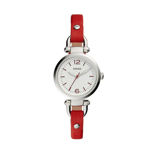 jam-Es4119-Fossil Georgia Mini Three-hand Red Leather Watch-Balilene