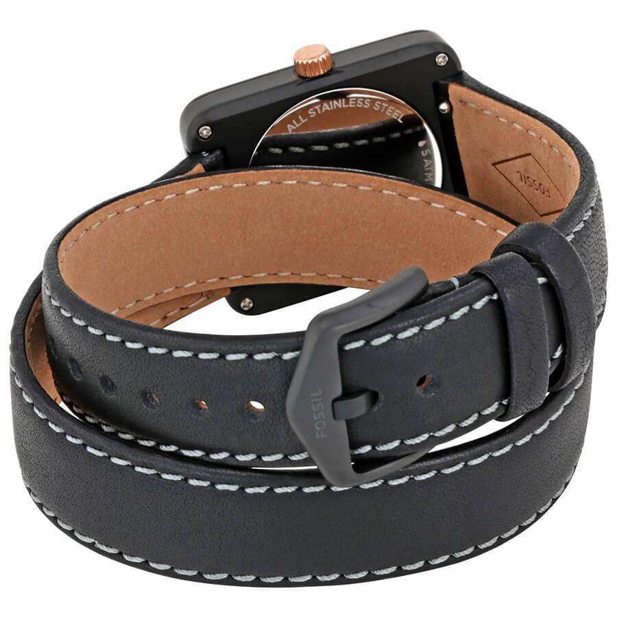 jam-ES4193-Fossil Atwater Black Dial Ladies Wrap Leather Watch-Balilene