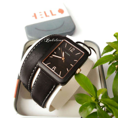 jam-ES4193-Fossil Atwater Black Dial Ladies Wrap Leather Watch-Balilene