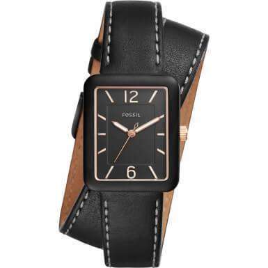 jam-ES4193-Fossil Atwater Black Dial Ladies Wrap Leather Watch-Balilene