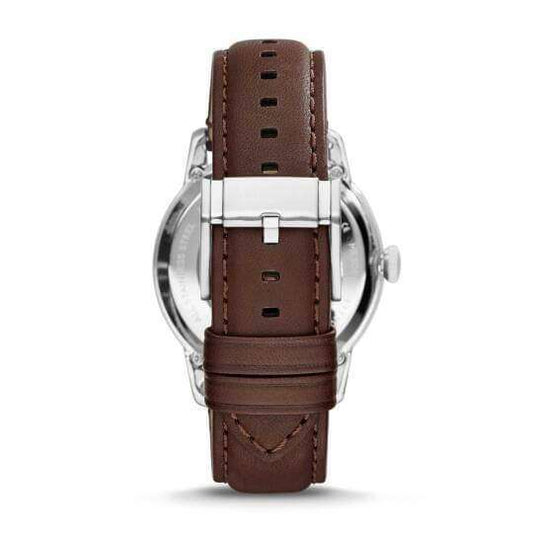 jam-Fs514-Fossil Pilot 54 Chronograph Black Dark Brown Leather Strap-Balilene
