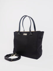 kate spade wkru5918 medium satchel dawn black nylon shoulder bag balilene depan1