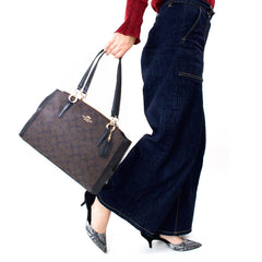 Coach f58291 Small Christie Carryall In Signature Imitation Brown Black