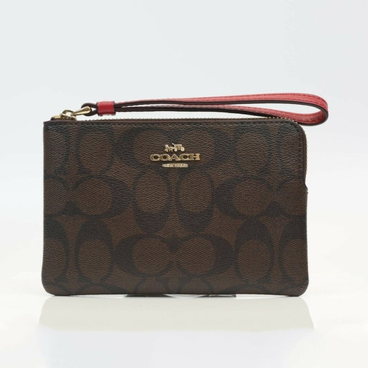 Coach F80233 Box Signature Corner Zip Brwon True Red