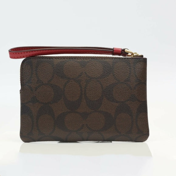 Coach F80233 Box Signature Corner Zip Brwon True Red