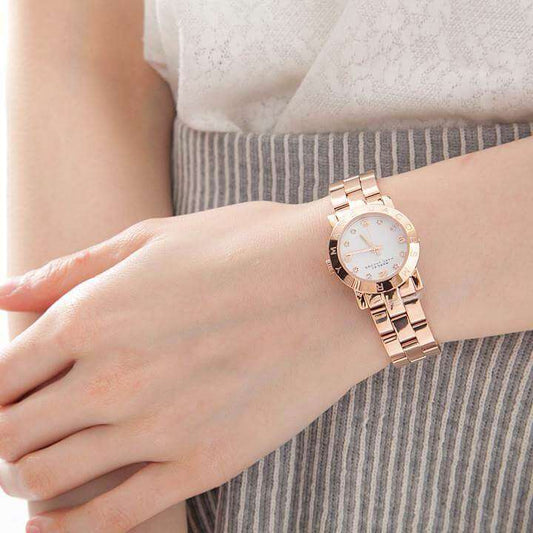 Marc Jacobs MBM3078 Mini Amy White Dial Rose Gold Ladies