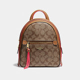 Coach F38998 Andi Backpack In Signature Canvas Khaki Neon Pink