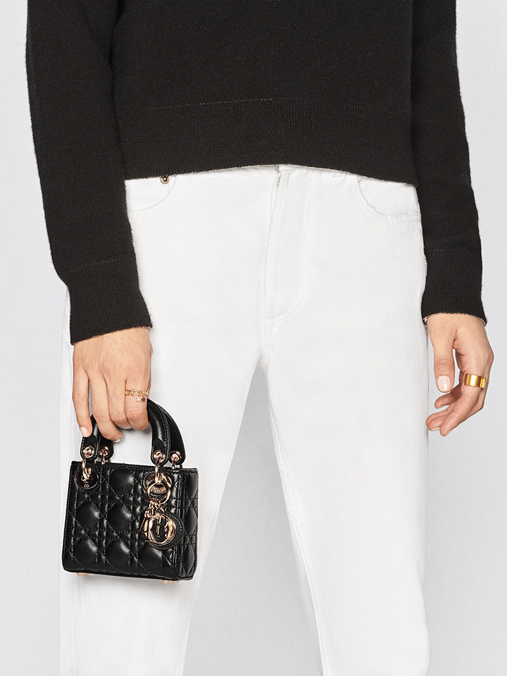 Dior Micro Lady Crossbody Bag Black Cannage Lambskin โ Balilene