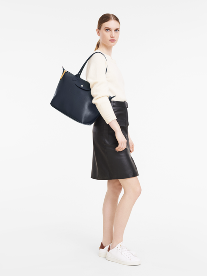 on-model-Longchamp-Le-Pliage-City-Small-Shoulder-Bag-Navy