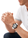on-model-Michael-Kors-Layton-Three-Hand-Date-White-Silicone-Watch