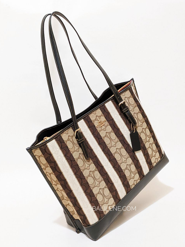 on-produk-Coach-Mollie-Tote-In-Signature-Jacquard-With-Stripes-Khaki-Black-Multi
