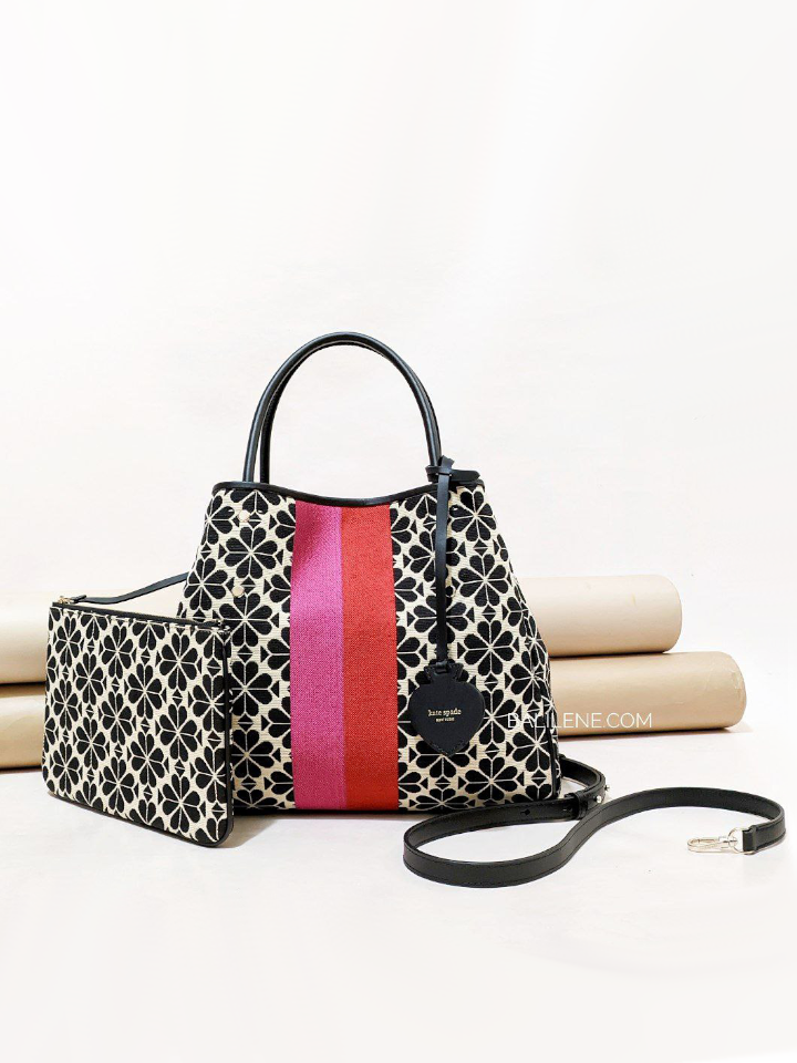 Kate spade flower jacquard everything stripe medium tote Clearance