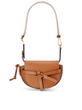 on-produk-Loewe-Mini-Gate-Dual-Bag-In-Soft-Calfskin-And-Jacquard-Tan