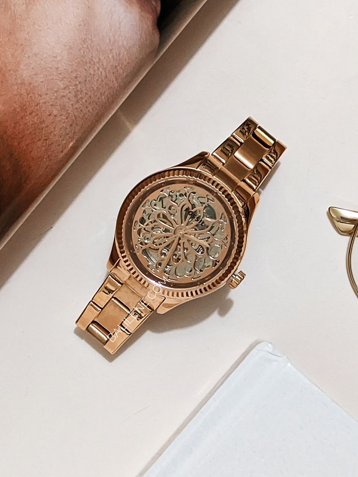 Fossil Rye Automatic Rose Gold Tone Stainless Steel Watch Balilene