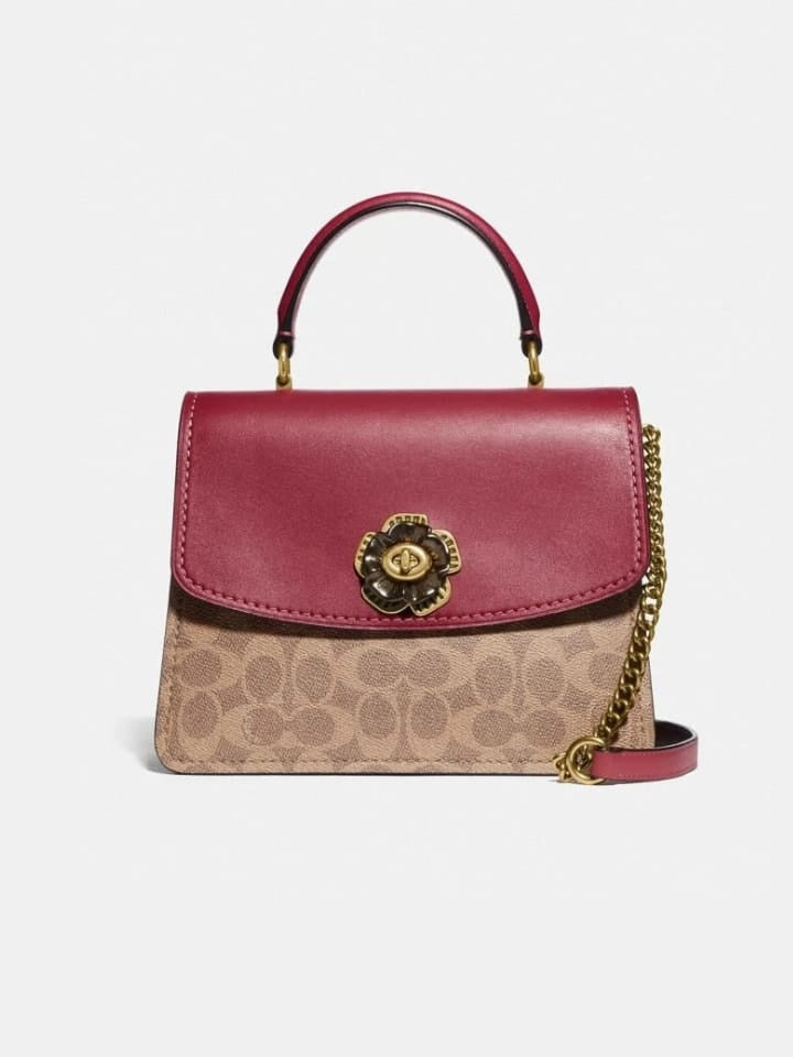 Coach 79274 Parker Top Handle Sig Tan Dusty Pink