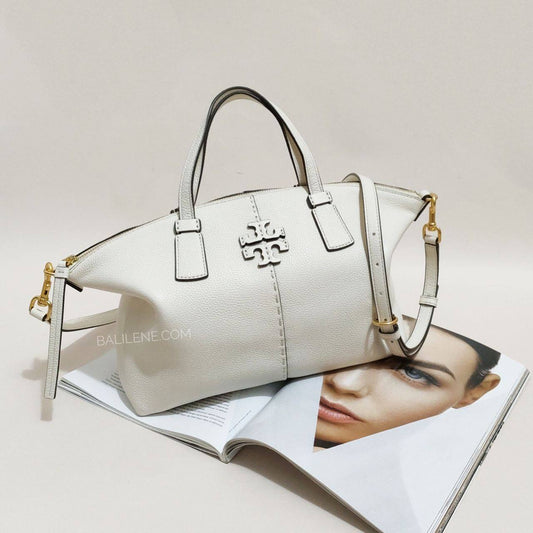 Tory Burch 64458 McGraw Top-Zip Satchel New Ivory