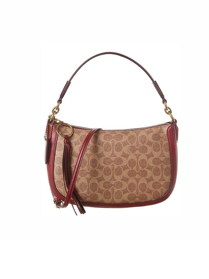 Coach 88768  Sutton Crossbody Tan Deep Red Multi